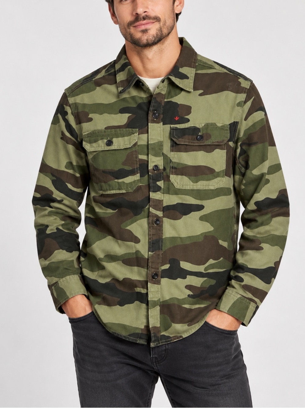 BUFFALO DAVID BITTON Camouflage Shirt Jacket